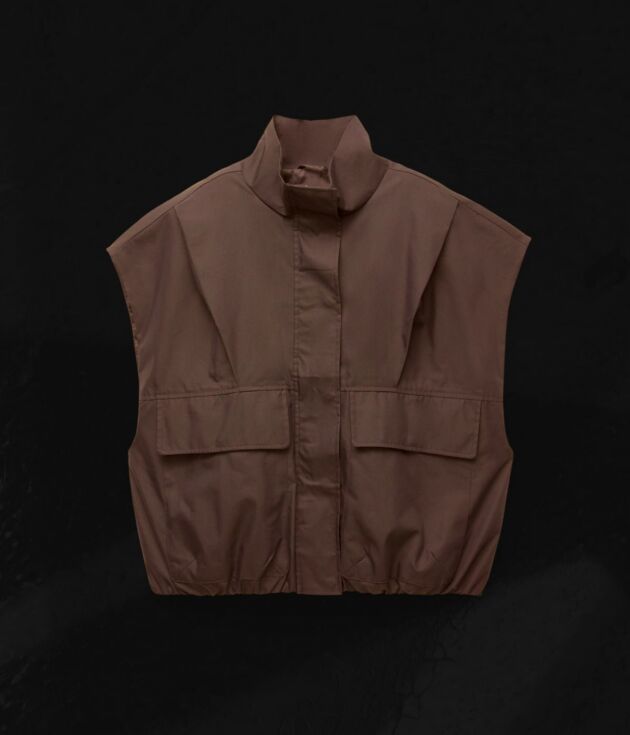 Brown utility high-neck vest