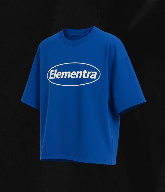 Cropped cobalt tee with bold logo