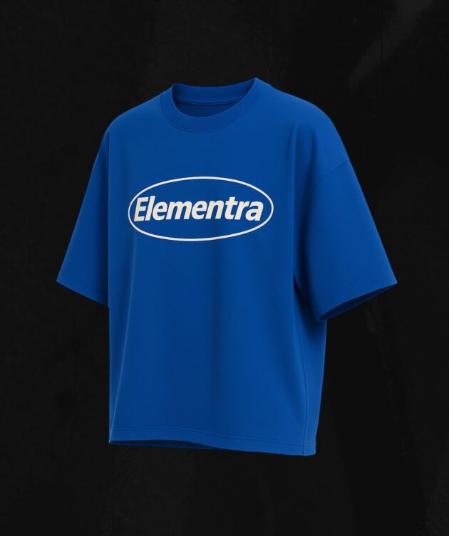 Cropped cobalt tee with bold logo