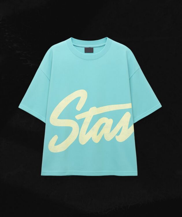 Aqua script oversized tee