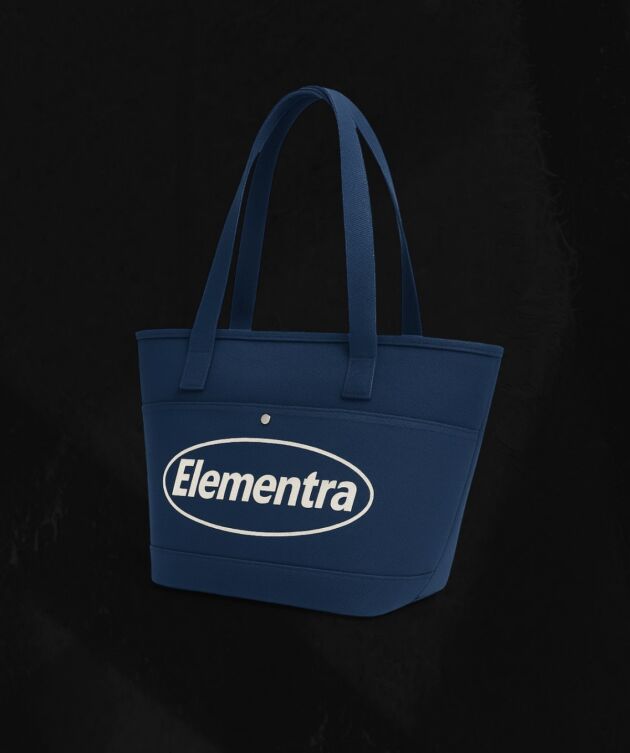 Navy canvas tote with logo print - Image 4