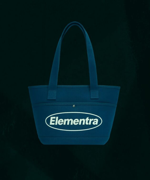 Navy canvas tote with logo print - Image 2